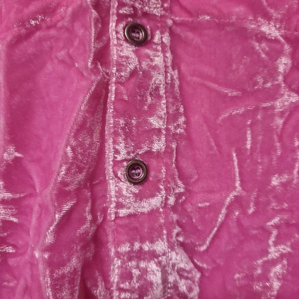 Free People Pink Velvet Button Down Summer Daydream Tunic Top Sz S - Picture 7 of 7
